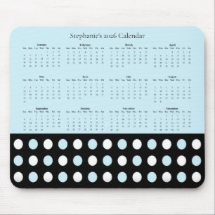 Polka Dot Pattern – 2026 Calendar Mouse Pad