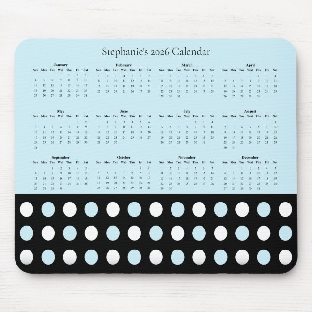Polka Dot Pattern – 2026 Calendar Mouse Pad (Front)