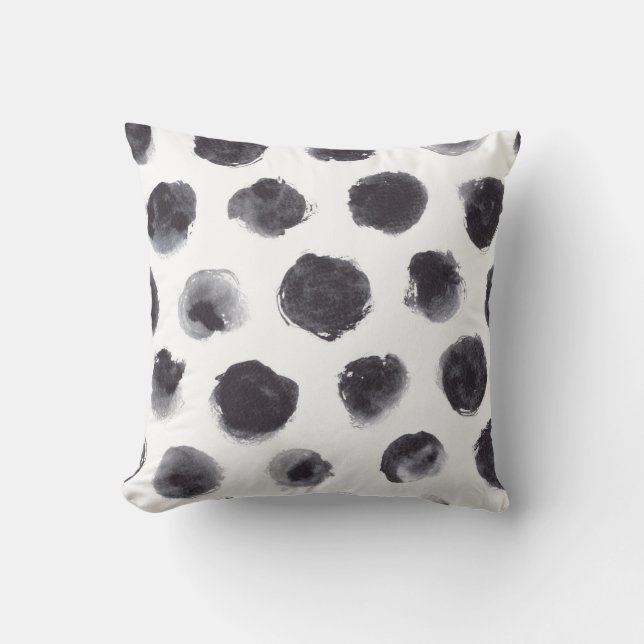 Polka dot pattern: black, grey. cushion (Front)