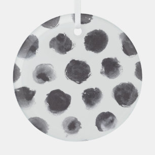 Polka dot pattern: black, grey. glass tree decoration