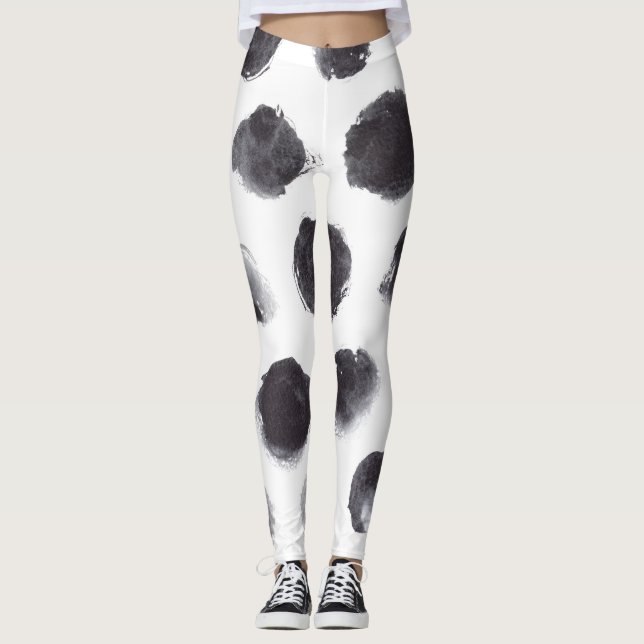 Polka dot pattern: black, grey. leggings (Front)