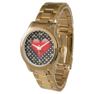 Polka dot Pattern Monogram My Heart Belongs To you Watch