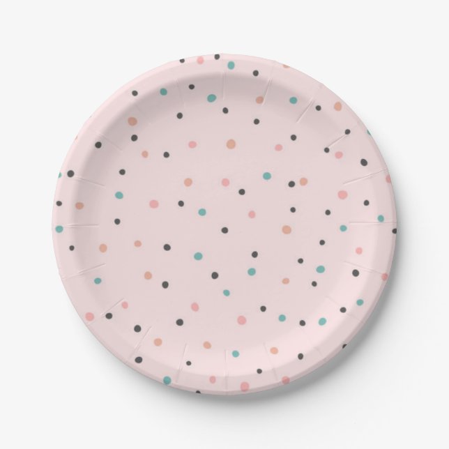 Polka dot pattern paper plate (Front)