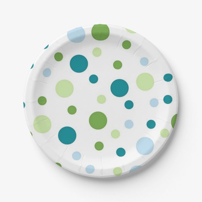 Polka dot pattern paper plate (Front)
