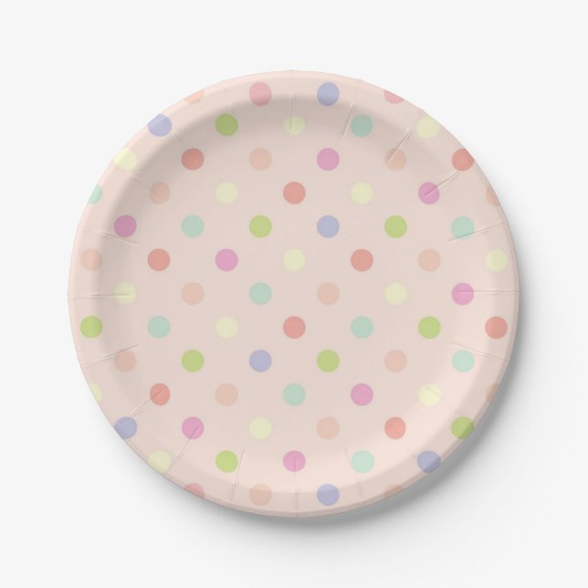 Polka dot pattern paper plate (Front)