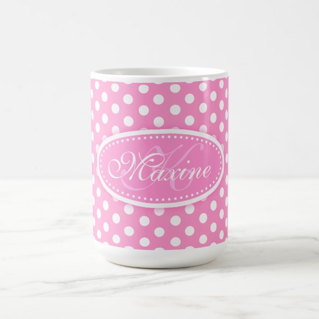 Polka dot pattern pink & white mug (Center)