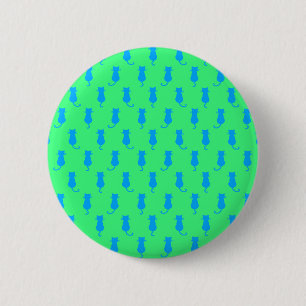 Polka Dot Pattern Pop Art Cat In Blue and Lime 6 Cm Round Badge