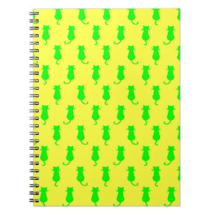 Polka Dot Pattern Pop Art Cat In Lime and Yellow Notebook