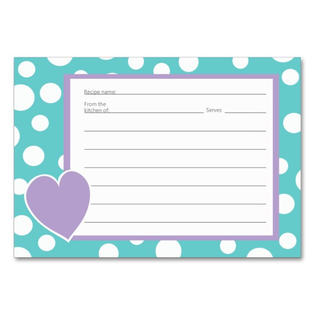 Polka Dot Pattern Recipe Cards (Front)