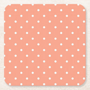 Polka dot pattern square paper coaster