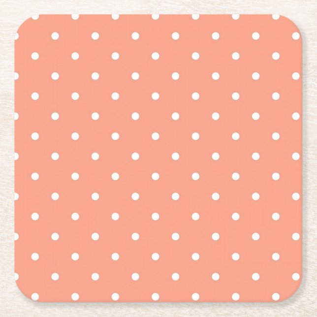 Polka dot pattern square paper coaster (Front)