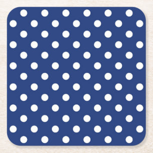 Polka dot pattern square paper coaster