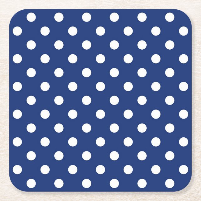 Polka dot pattern square paper coaster (Front)