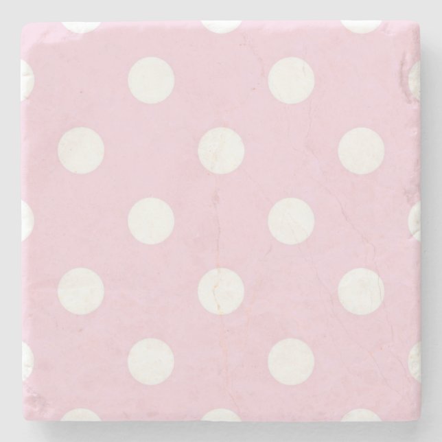 Polka dot pattern stone coaster (Front)