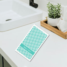 Polka Dot Pattern Turquoise Names/Family Name Napkin