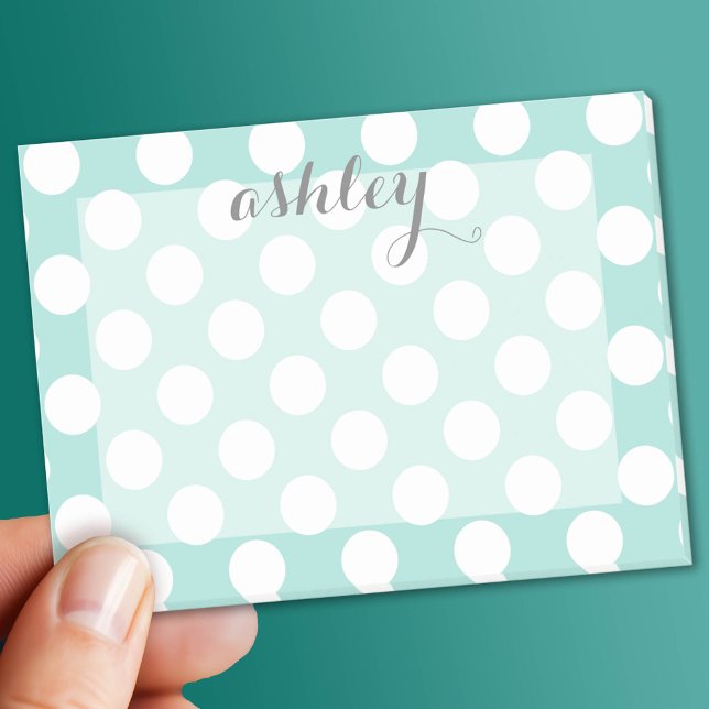 Polka Dot Pattern with Custom Name Post-it Notes (Custom Post It Note Pad)