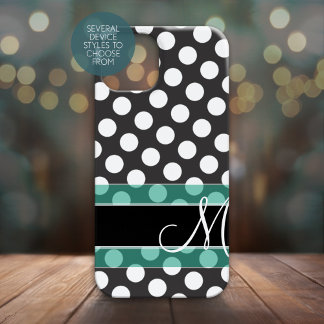 Polka Dot Pattern with Monogram iPhone 16 Case