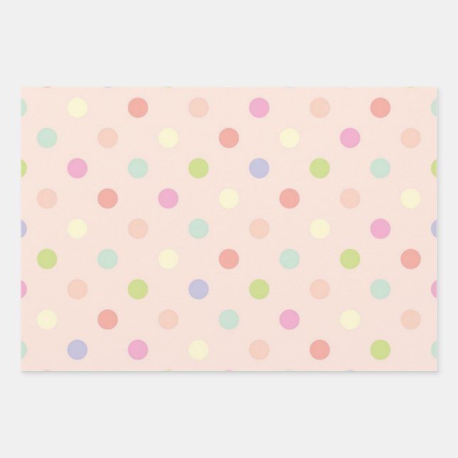 Polka dot pattern wrapping paper sheet (Front)