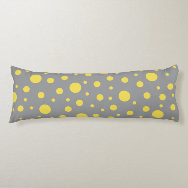 Polka Dot Pattern Yellow Grey Body Cushion (Front)