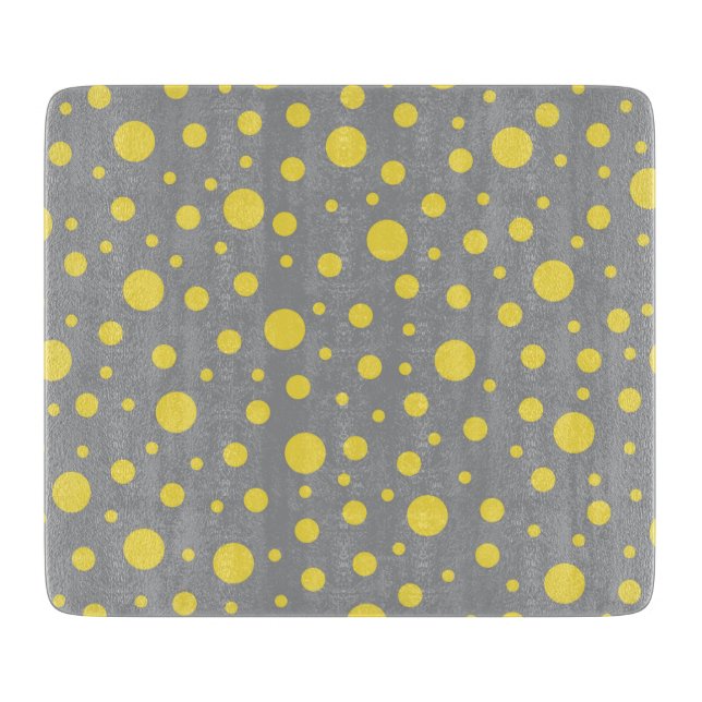 Polka Dot Pattern Yellow Grey Cutting Board (Front)