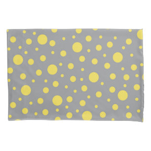 Polka Dot Pattern Yellow Grey Pillowcase