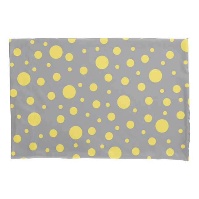 Polka Dot Pattern Yellow Grey Pillowcase (Front)