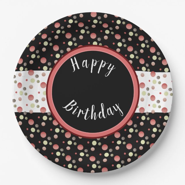 Polka Dot Patterned Paper Plate (Front)