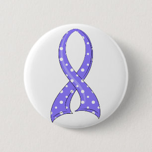 Polka Dot Periwinkle Ribbon Oesophageal Cancer 6 Cm Round Badge