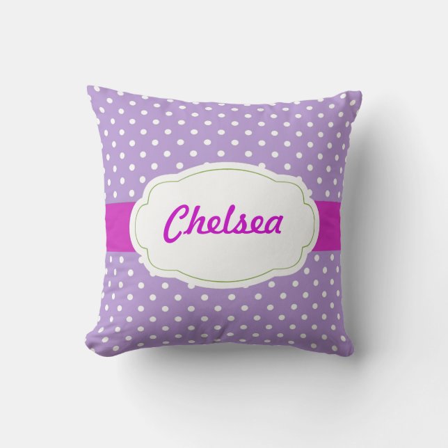 Polka Dot Personalised Throw Pillow (Front)