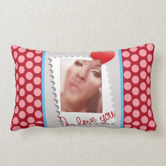 Polka Dot Personalised Valentines Day Photo Lumbar Cushion