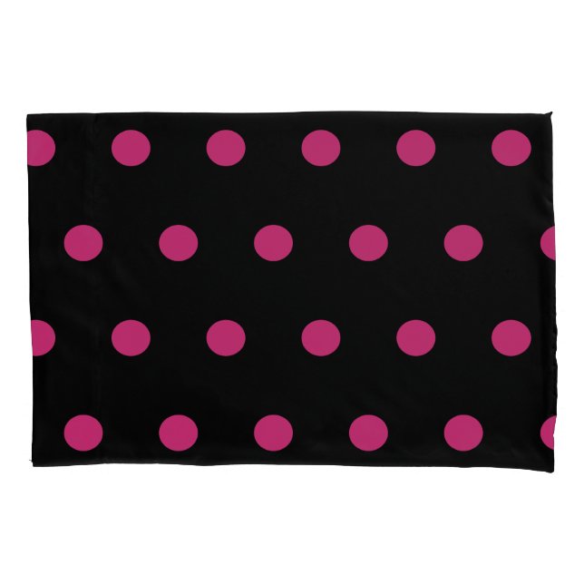 Polka Dot Pillowcase (Black & Neon Pink) (Front)