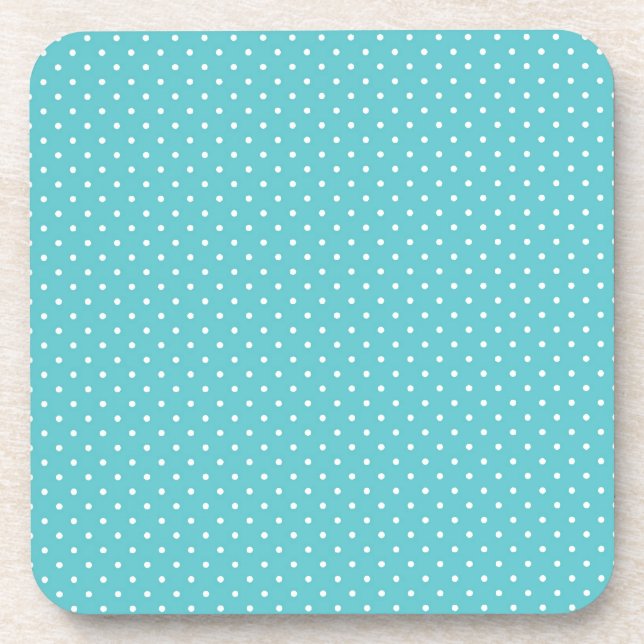 Polka dot pin dots girly chic blue pattern coaster (Front)