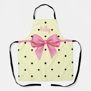 Polka dot pink and bow apron