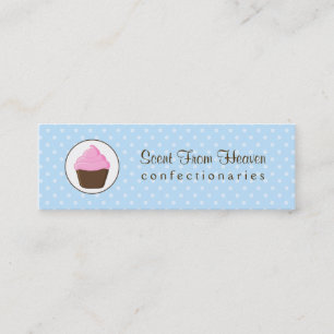 Polka Dot Pink and Brown Cupcake Mini Business Card