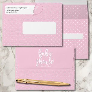 Polka Dot Pink Baby Shower Baby Girl Envelope