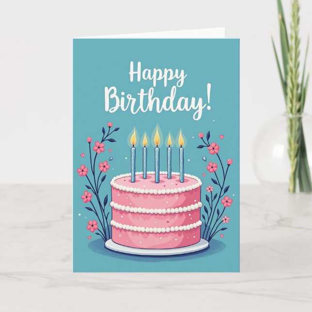Polka Dot Pink Cake Card (Front)