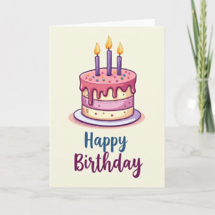 Polka Dot Pink Cake Celebration Card
