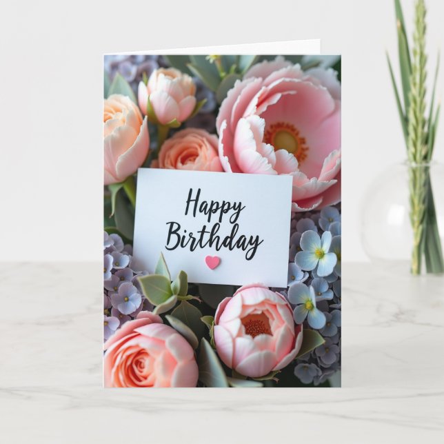 Polka Dot Pink Heart Card (Front)