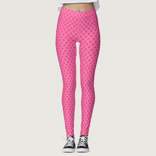 Polka dot pink leggings (Front)