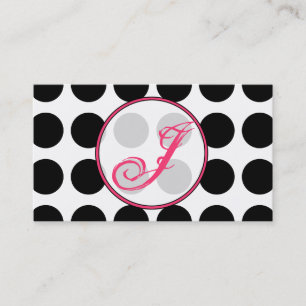 Polka Dot / Pink  Monogram Fashion Business Card