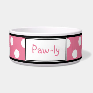 Polka Dot Pink Personalised Dog Bowl