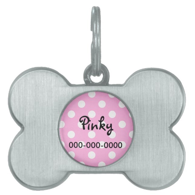 Polka Dot pink Pet ID Tag (Front)