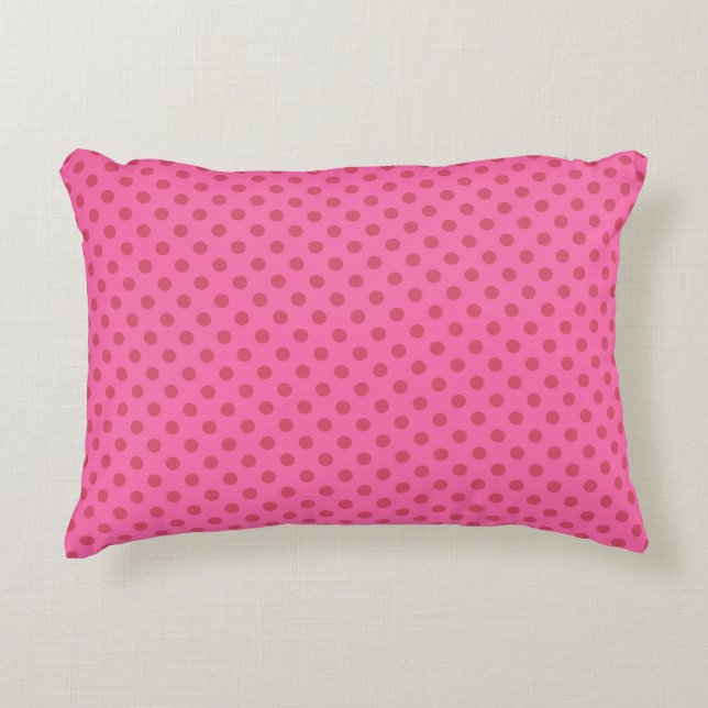 Polka dot pink, retro decorative cushion (Front)