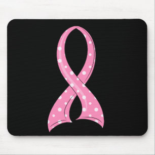 Polka Dot Pink Ribbon Breast Cancer Mouse Pad