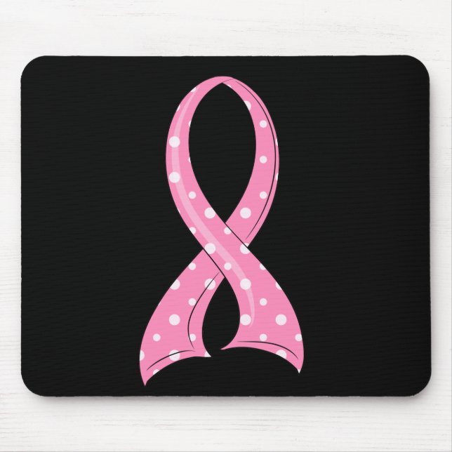 Polka Dot Pink Ribbon Breast Cancer Mouse Pad (Front)