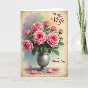 Polka Dot Pink Roses Bouquet Card