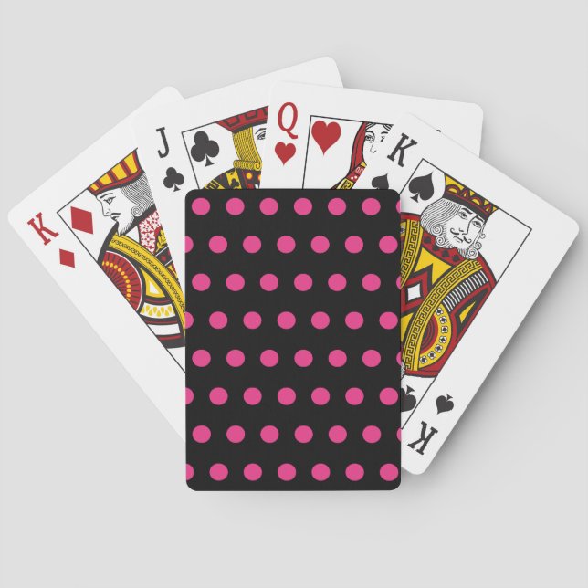 Polka Dot Playing Cards (Black & Neon Pink) (Back)