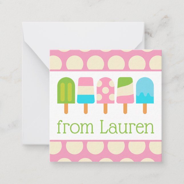 Polka Dot Popsicles Gift Enclosure Cards (Front)