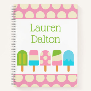 Polka Dot Popsicles Personalised Spiral Notebook