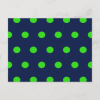 Polka Dot Postcard (Navy Blue & Lime Green)